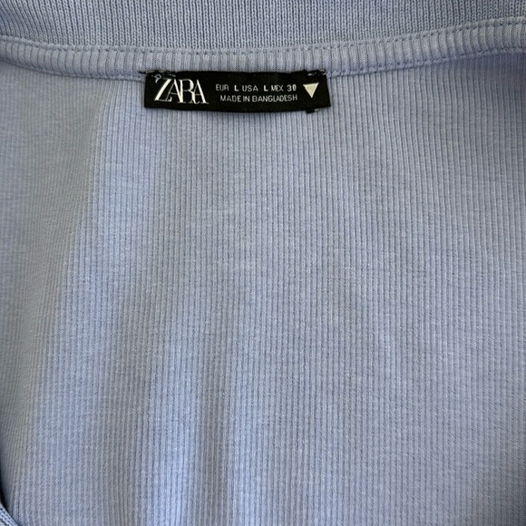 Zara Ribbed V-Neck Mini Shirt Dress Size L - Picture 6 of 7